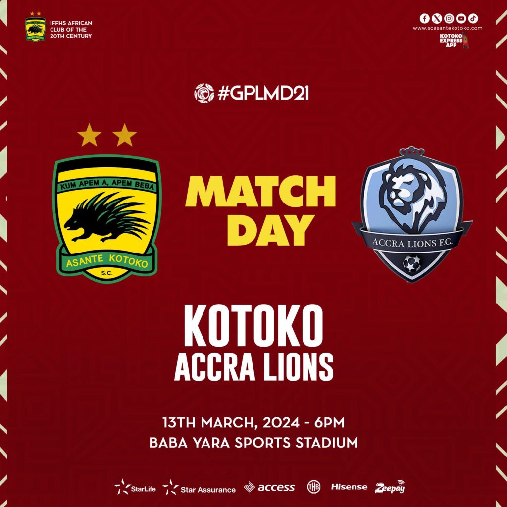 2023/24 Ghana Premier League: Week 21 Match Preview- Asante Kotoko vs Accra Lions
